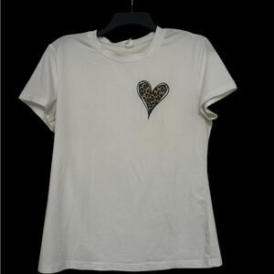 Leopard Heart White T-Shirt Valentines